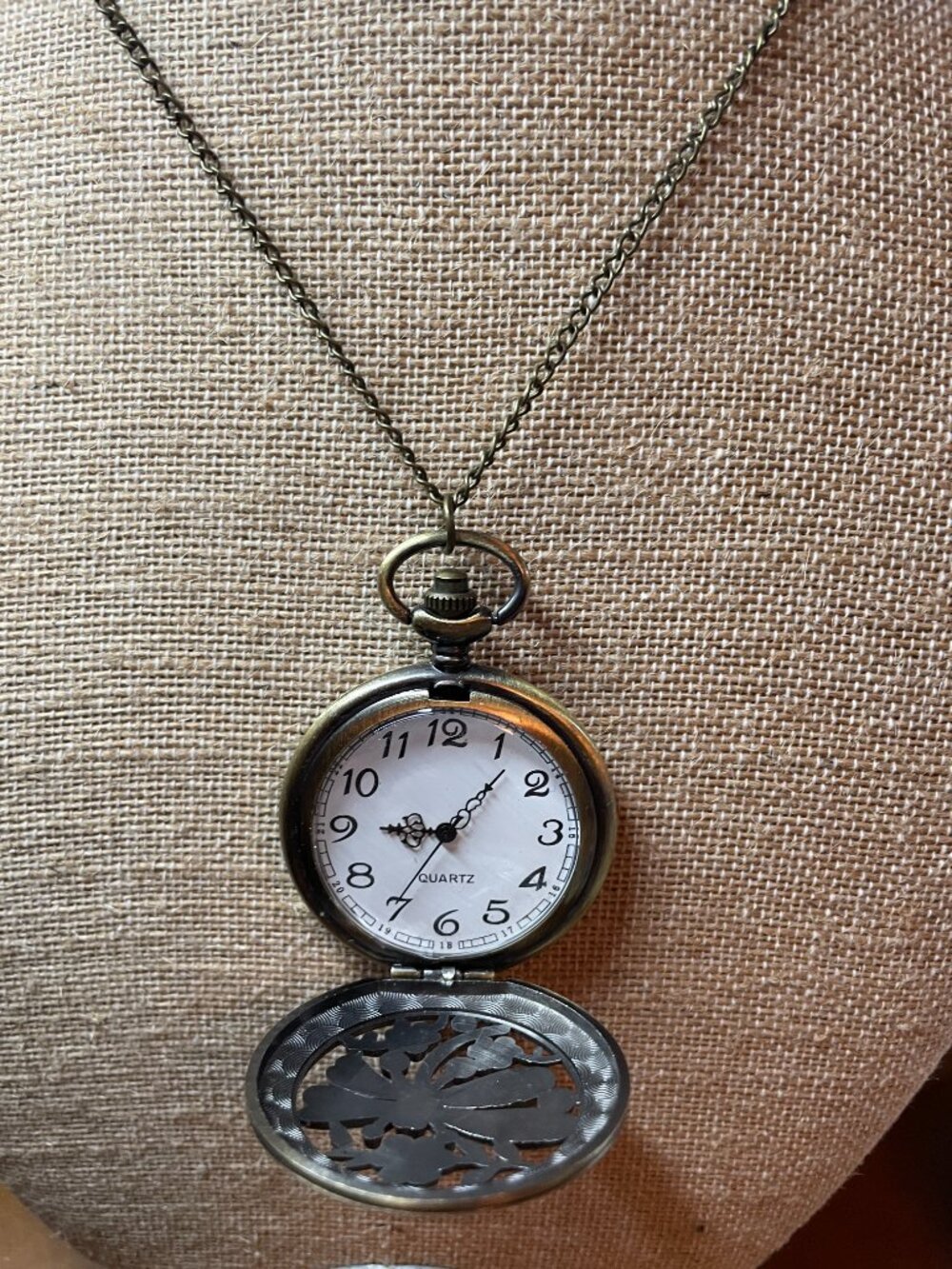 Antique-Style Bronze Dragonfly Pendant Watch